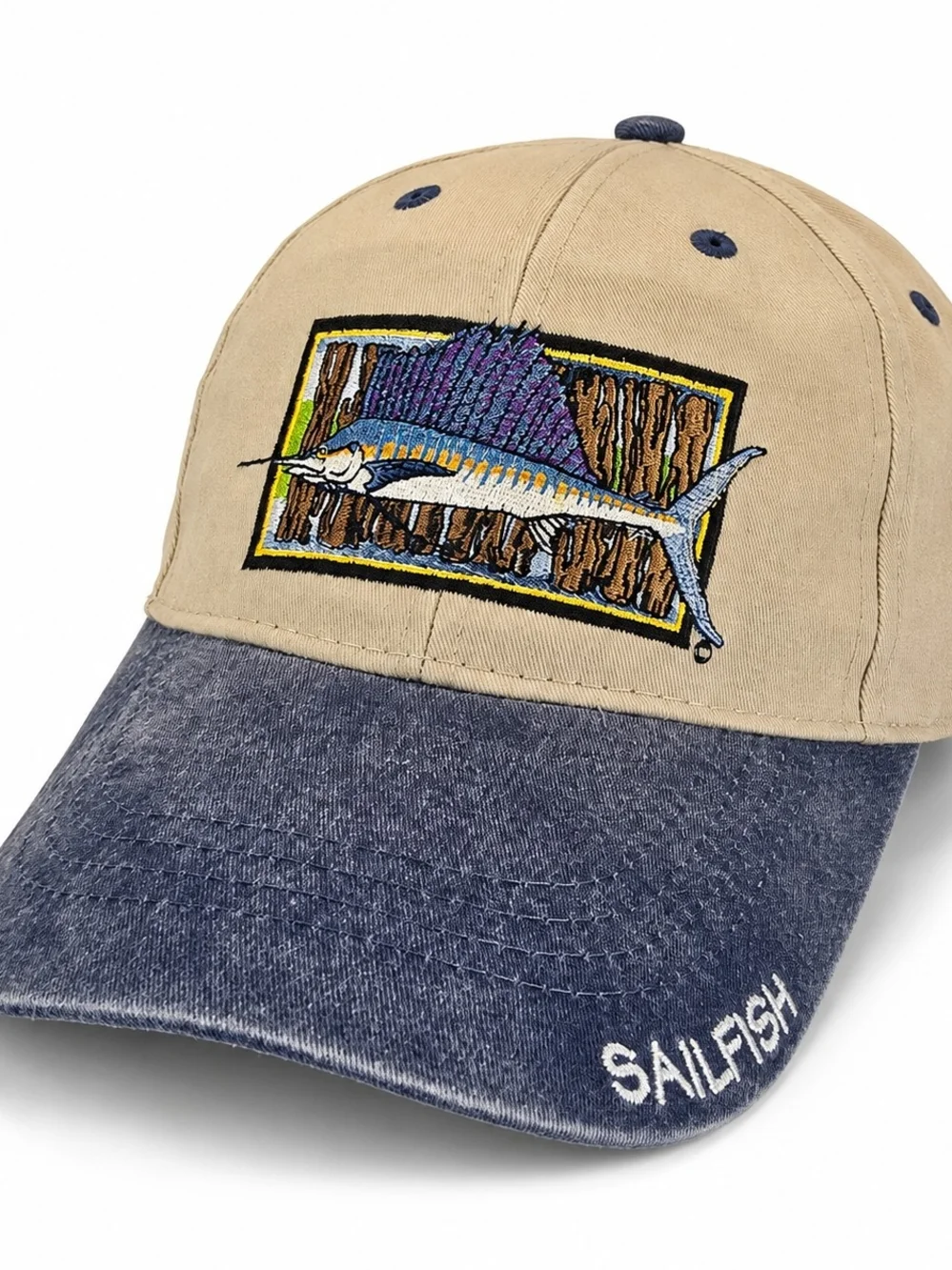 Flying Fisherman Sailfish Embroidered Fishing Hat NWT